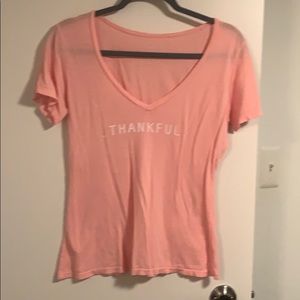 good hYOUman pink v neck thankful tee